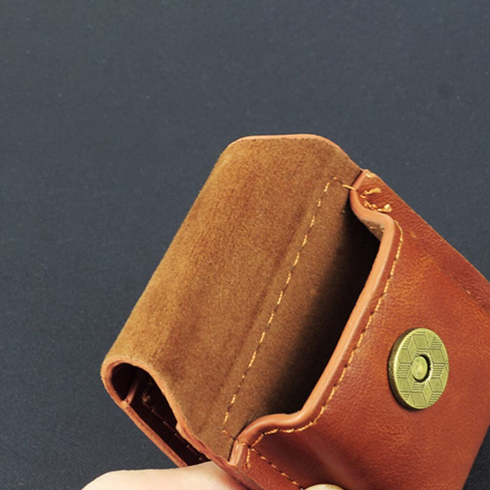 BESTonZON Genuine Leather Lighter Case with Magnetic Buckle - Handcrafted Cowhide Pouch Holder for Zippo Lighters, Belt Pouch Waist Bag & Coin Purse - Anti-Scratch Storage Case for Outdoor, Camping, Hiking & Costume Accessories (Brown)