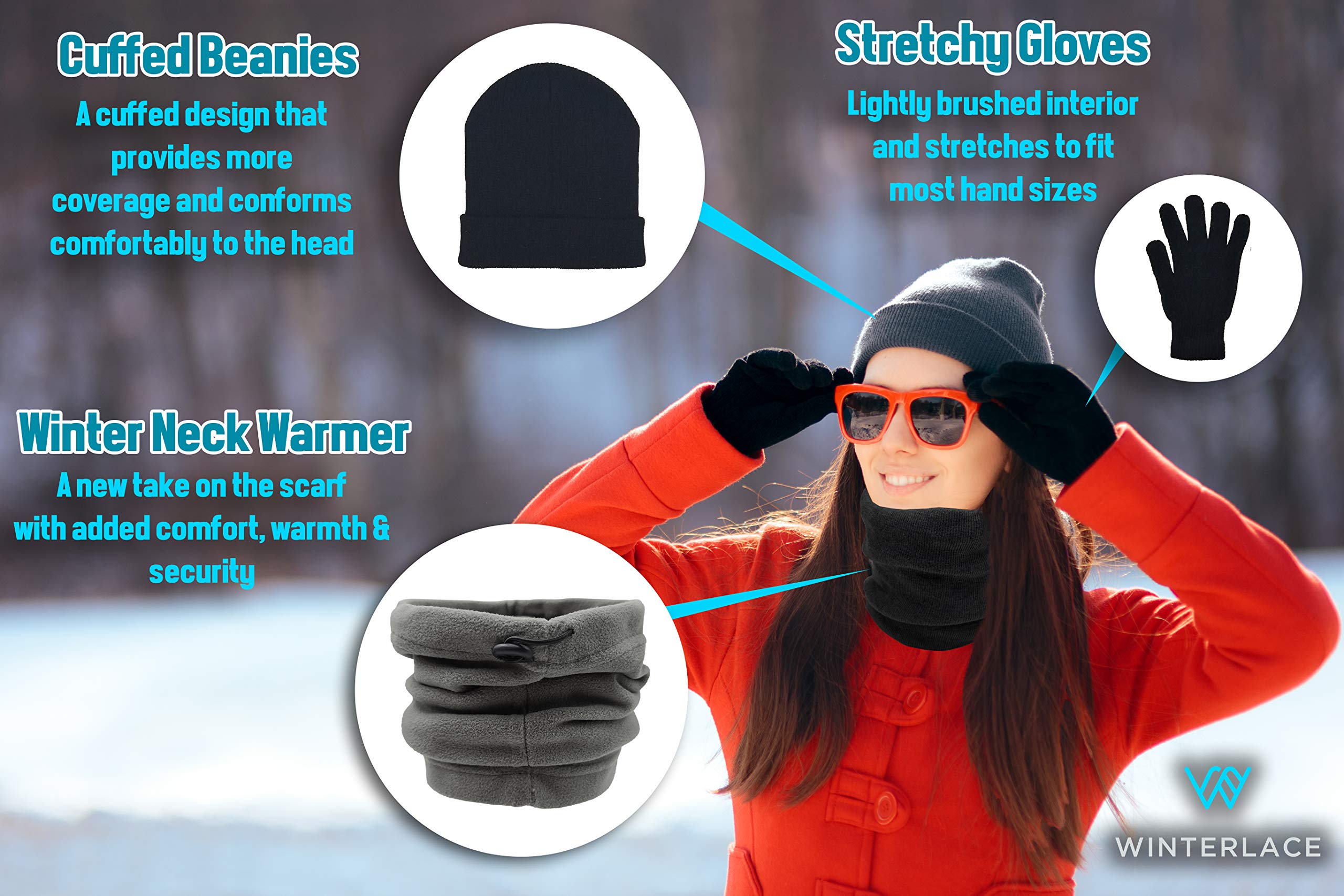 72-Piece Winter Gloves, Beanies & Neck Warmers Set - Unisex Cold Weather Accessories Bulk Pack for Donations, Charity & Care - Perfect for Homeless Shelters, School Drives and Community Outreach Programs