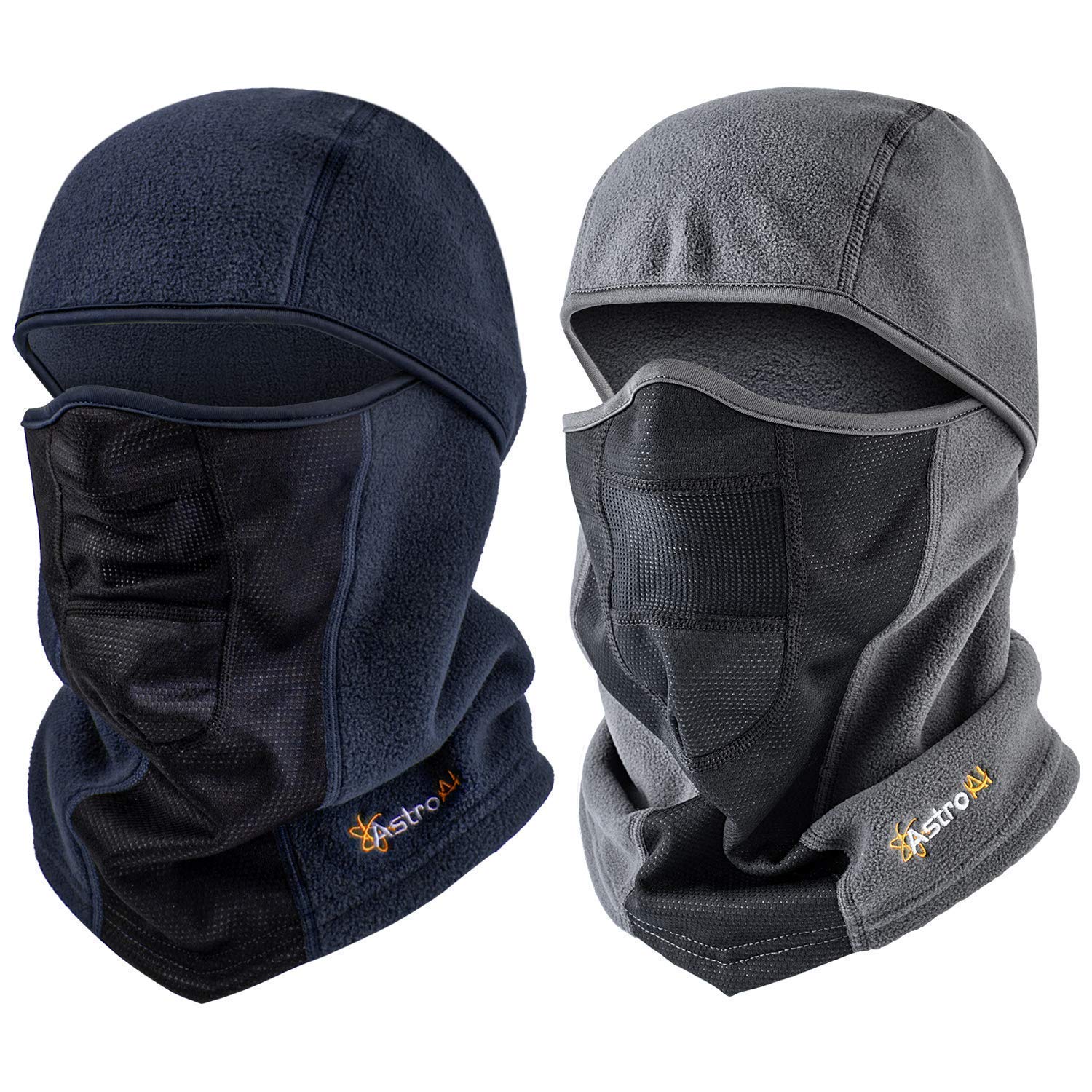 AstroAI Ski Mask Balaclava - Windproof & Breathable Cold Weather Face Cover for Men & Women | Superfine Polar Fleece (Gray + Navy Blue Bundle) | Perfect for Skiing, Snowboarding, Motorcycling & Winter Outdoor Activities