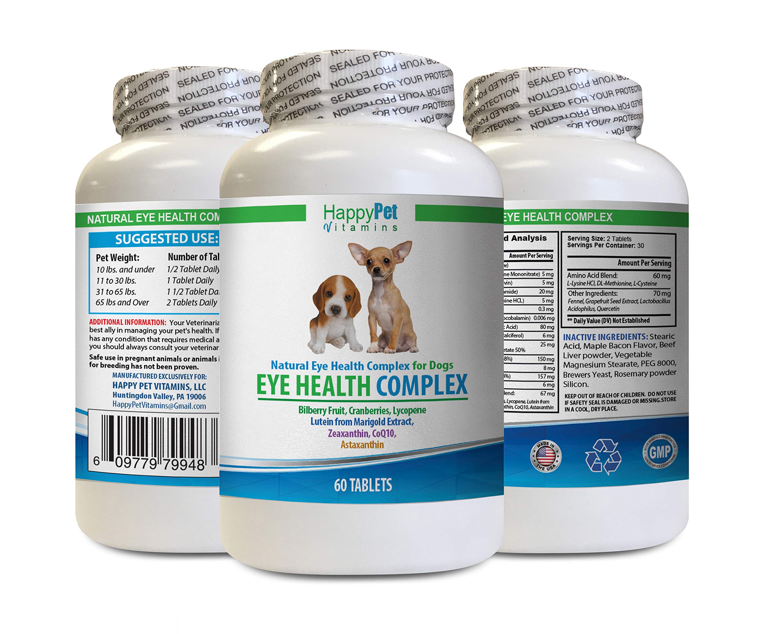 Premium Dog Eye Cleanser & Vision Support Supplement - Natural Antioxidant Formula with Lutein & Zeaxanthin for Canine Eye Health - Immune Booster Dog Treats (60 Chews/Bottle) - Perfect for Senior Dogs & Pets with Eye Discomfort