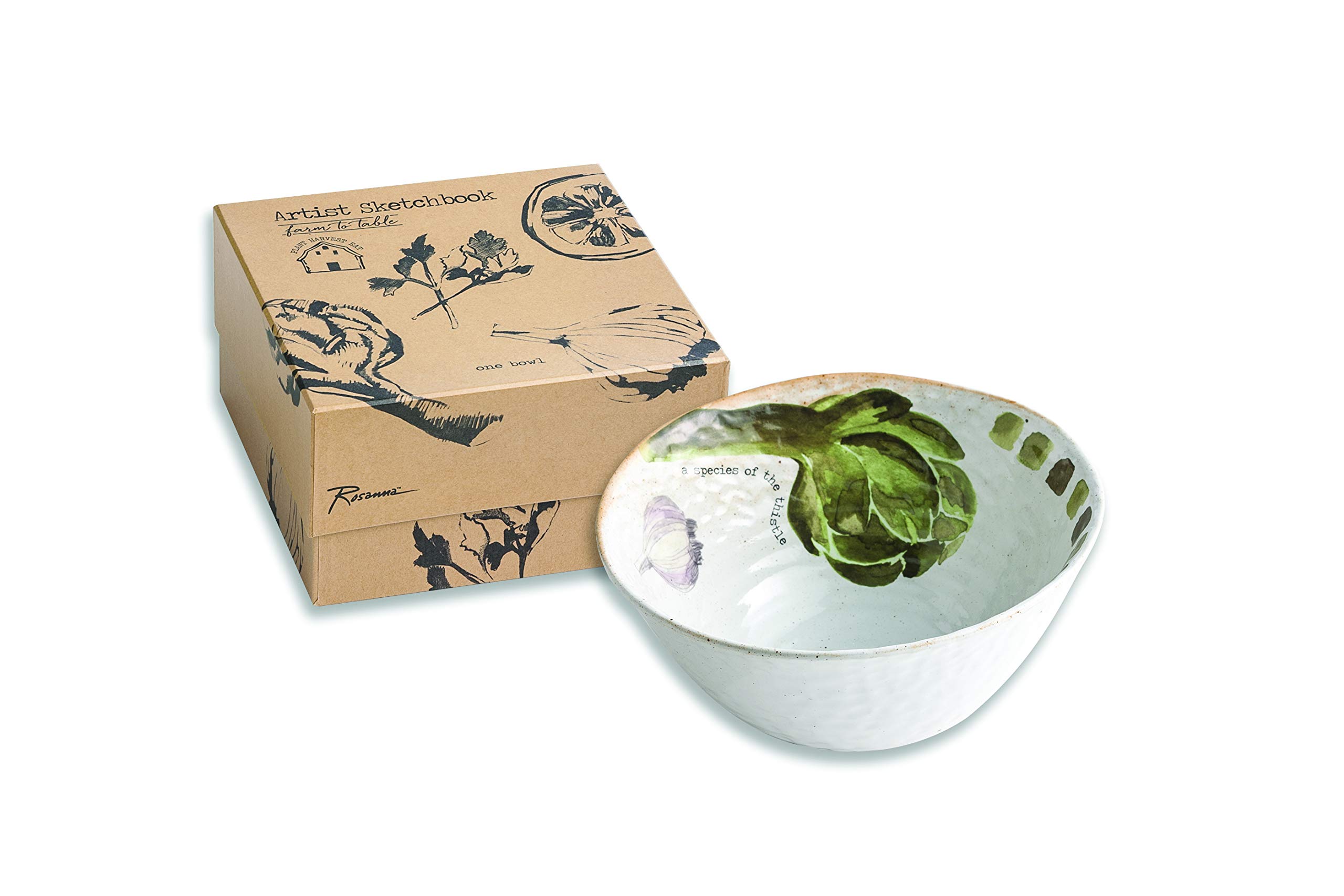 Rosanna Farm to Table Ceramic Serving Bowl - 8 Inch Multi-Color Gift Box Set for Dining, Entertaining & Home Decor
