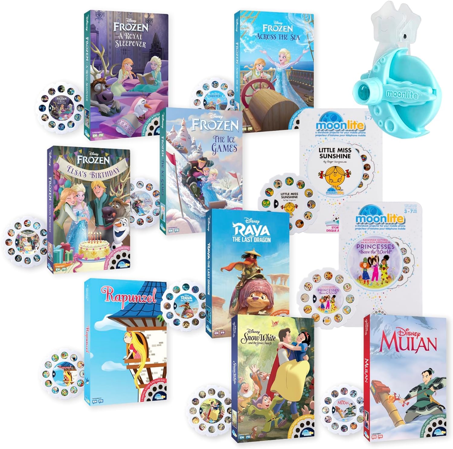 Moonlite Storytime Mini Projector for Kids - 10 Princess Storybooks with Digital Animation & Fun Sound Effects | Interactive Learning Toy for Ages 1+ | Perfect for Bedtime Stories, Classroom Activities & Family Bonding Time