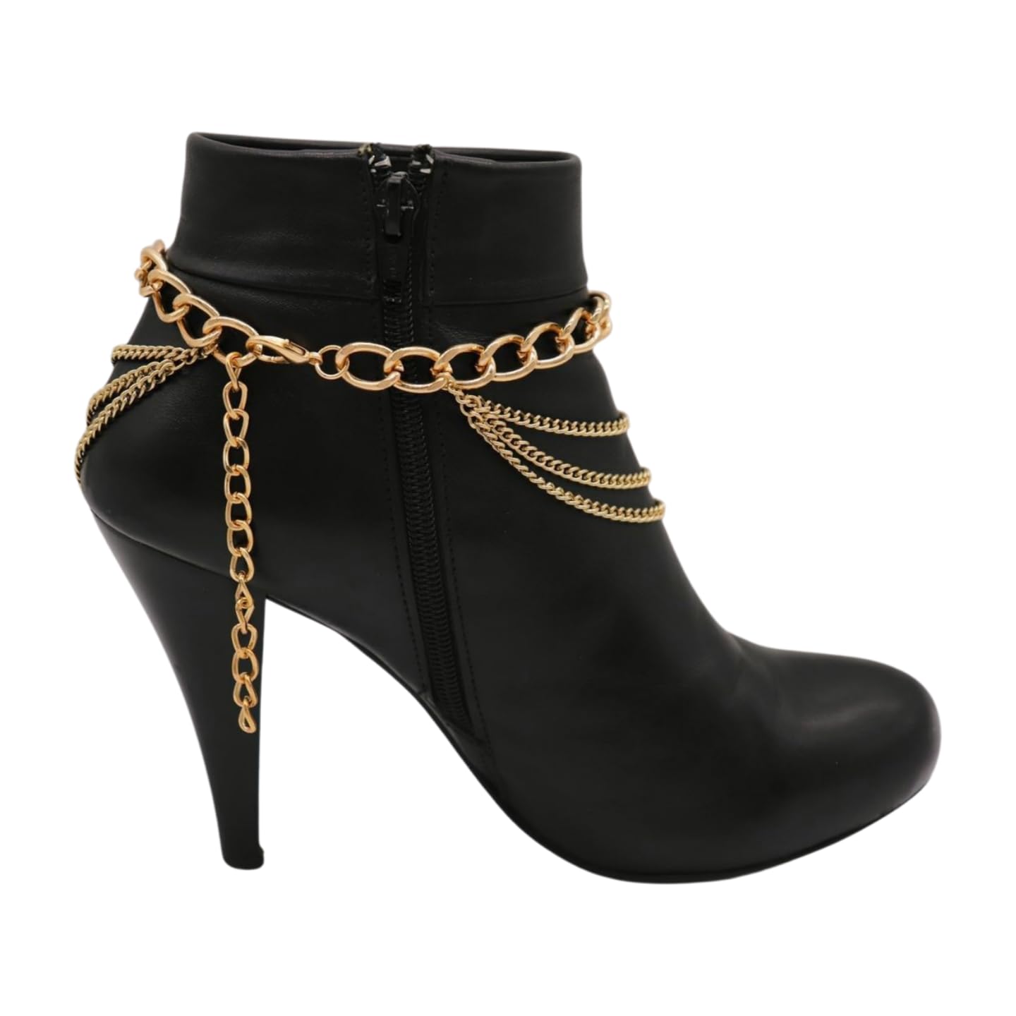 Women's Western Style Gold Metal Multi-Strand Chain Ankle Bracelet with Bling Circle Charms - Perfect for Cowgirl Boots, Boho Outfits & Summer Festivals