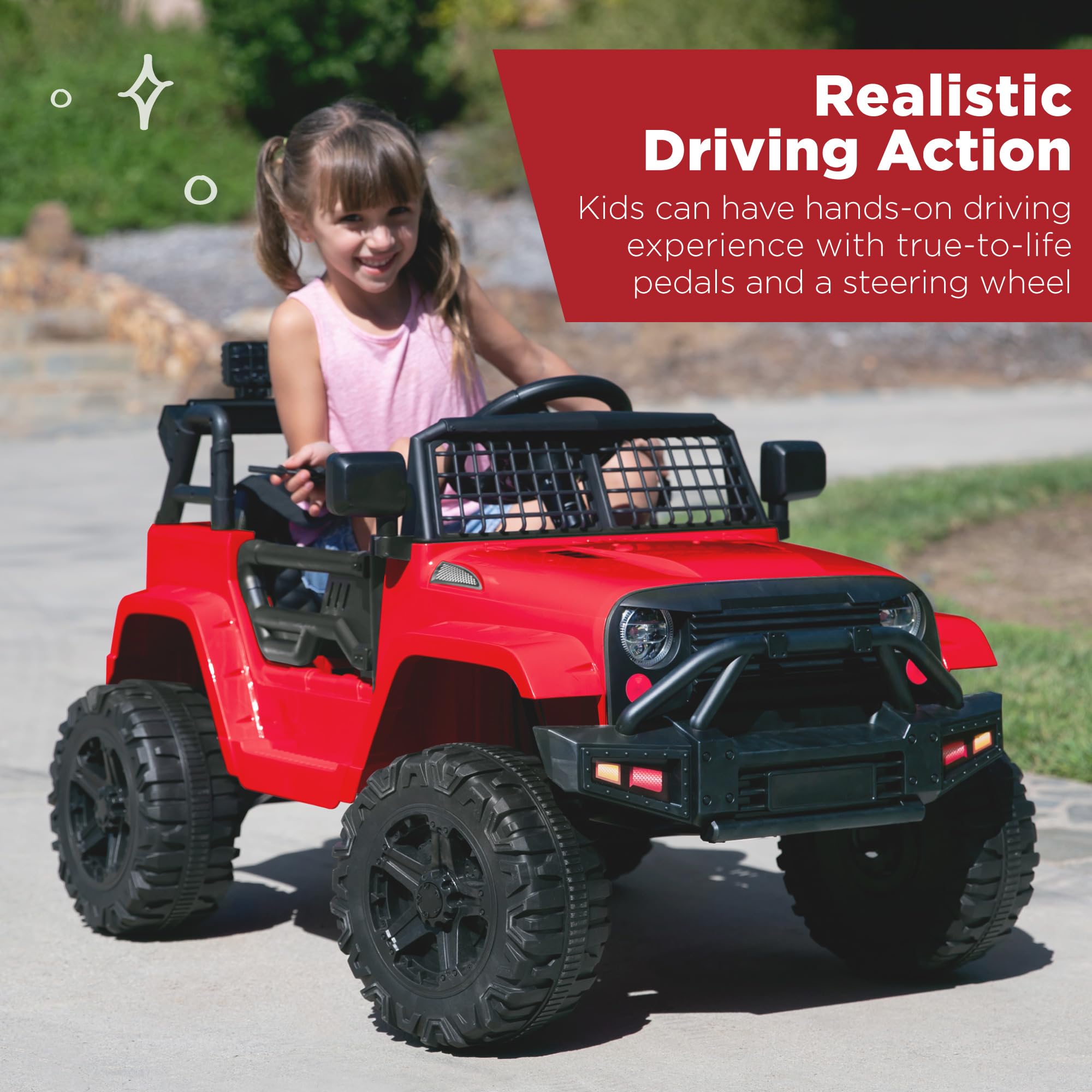 Best Choice Products 12V Kids Ride On Truck Car with Parent Remote Control, Spring Suspension, LED Lights & AUX Port - Red Electric Toy Vehicle for Boys & Girls | Perfect for Birthday Gifts, Outdoor Play & Backyard Fun