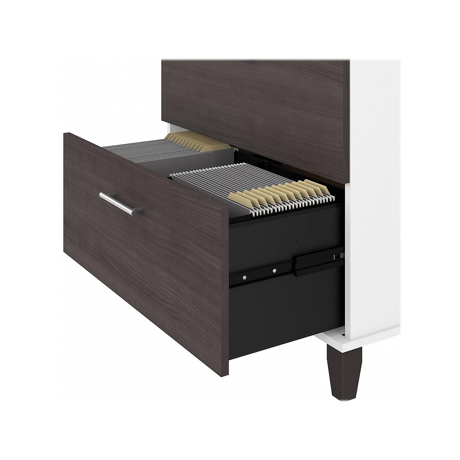 Bush Furniture 2 Drawer Lateral File Cabinet - Letter & Legal Size Document Storage for Home Office or Professional Workspace - Somerset Collection in White & Storm Gray - Perfect for Organizing Files, Contracts and Office Supplies