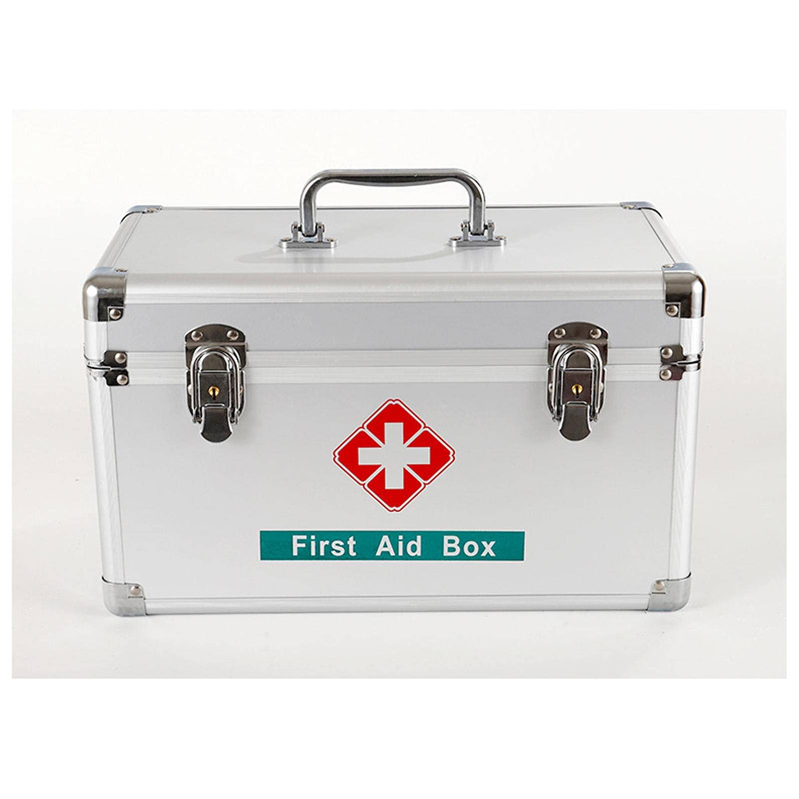 NC Medicine Storage Box - Aluminum Lockable First Aid Kit with Large Capacity, Multi-Layer Organization for Pills, Medications & Masks | Portable Medicine Safe for Home, Travel & Emergency Use