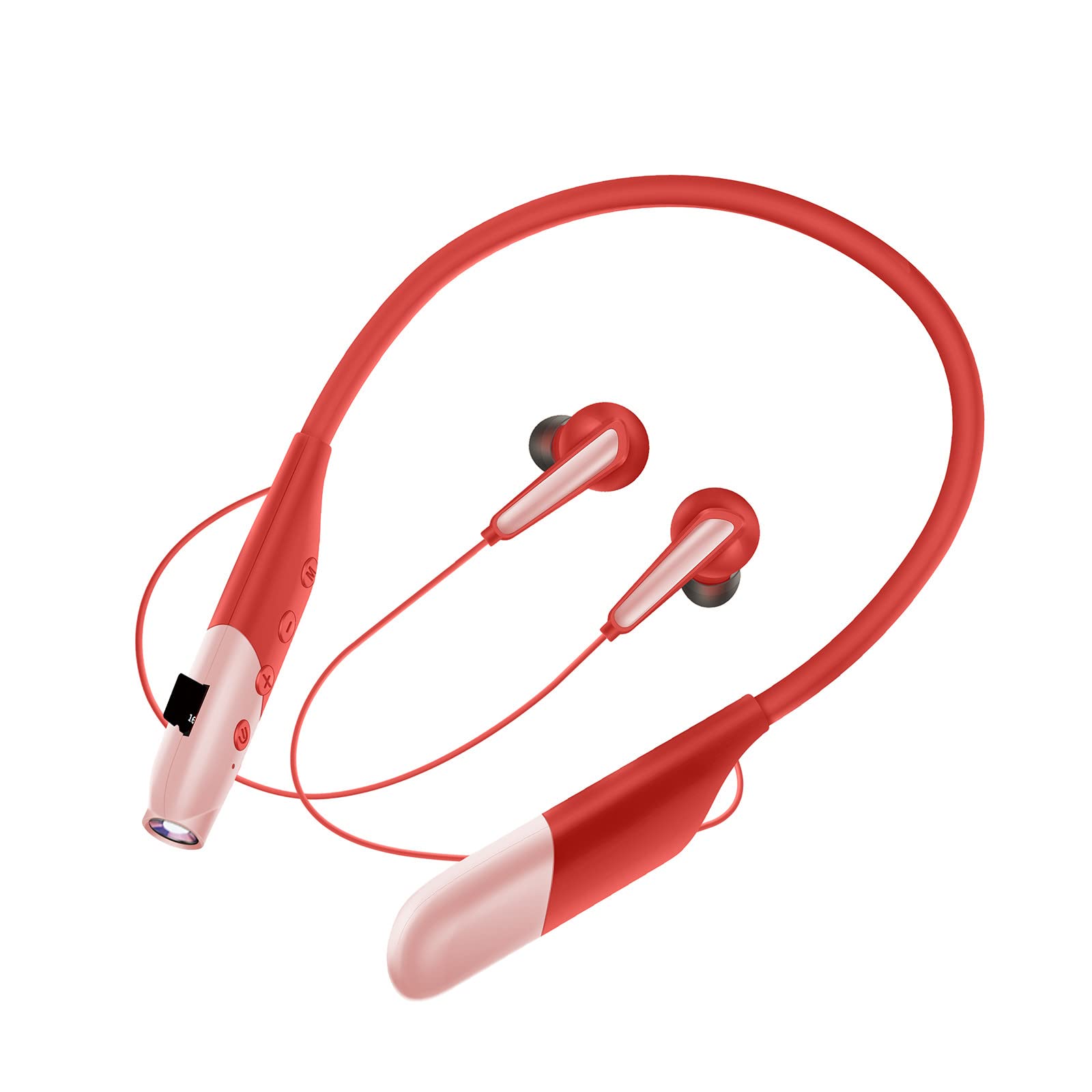 NSXCDH Wireless Neckband Earbuds - Bluetooth 5.1 Stereo Headphones with Colorful LED Light, Comfortable Neck Hanging Design for Running, Gym Workouts & Office Use | Perfect Sports Headset with Flashlight Function