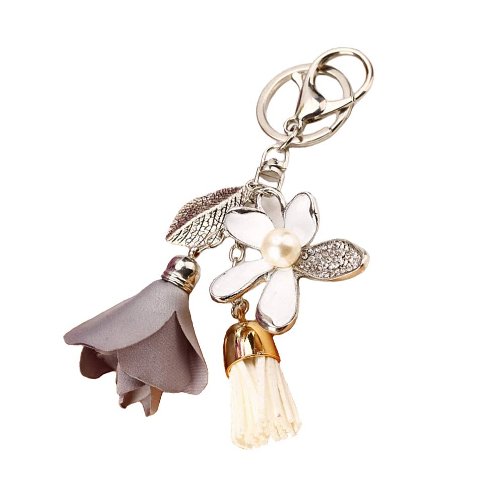 Sparkling Rhinestone Flower Keychain with Tassel - Elegant Leaf Key Ring for Women, Perfect for Wallets, Bags & Purse Charms - Great Gift for Birthdays, Parties & Everyday Accessories
