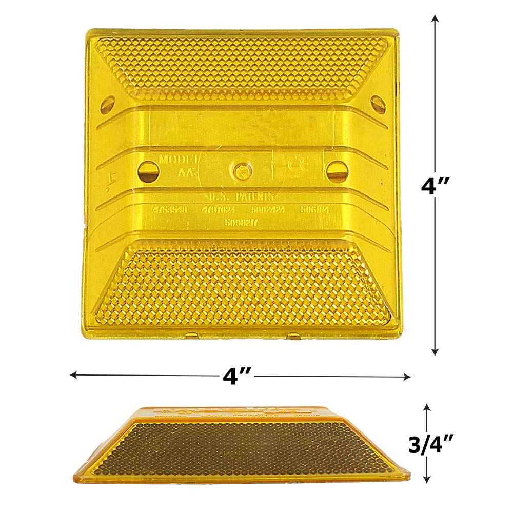 Peel-N-Stick Yellow Reflective Road Markers (10 Pack) - High Visibility Driveway & Pavement Safety Stickers - Perfect for Parking Lots, Bike Lanes & Construction Zones
