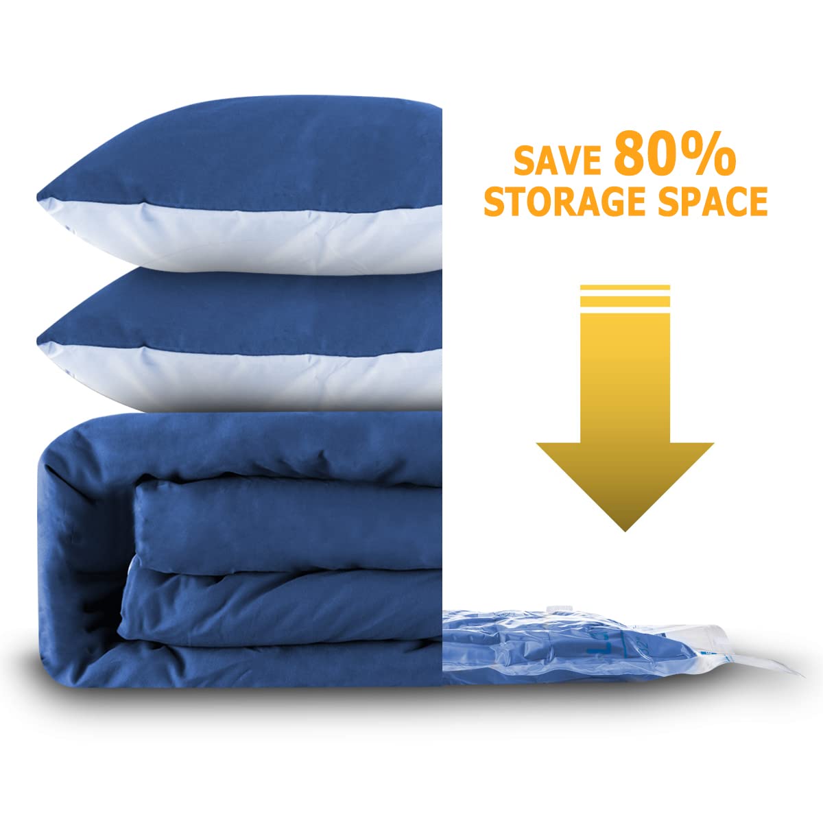 8 Medium Vacuum Storage Bags - Space Saving Airtight Compression Sealer Bags for Clothes, Pillows, Comforters, Blankets & Bedding | Perfect for Travel, Moving & Seasonal Storage