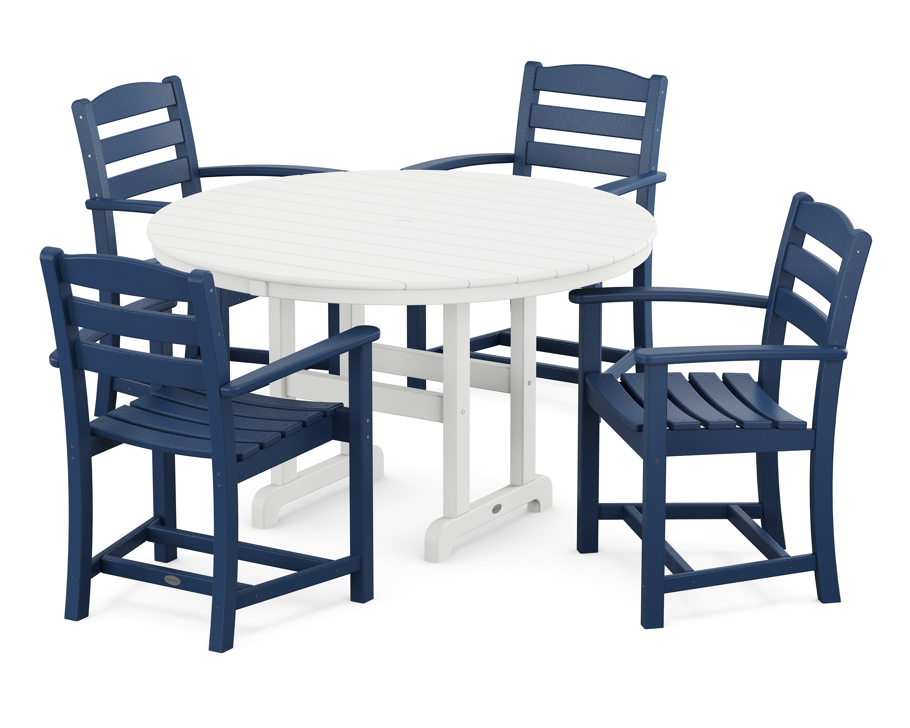 POLYWOOD La Casa Cafe 5-Piece Round Farmhouse Dining Set - Outdoor Patio Furniture for Garden, Backyard, and Poolside Dining