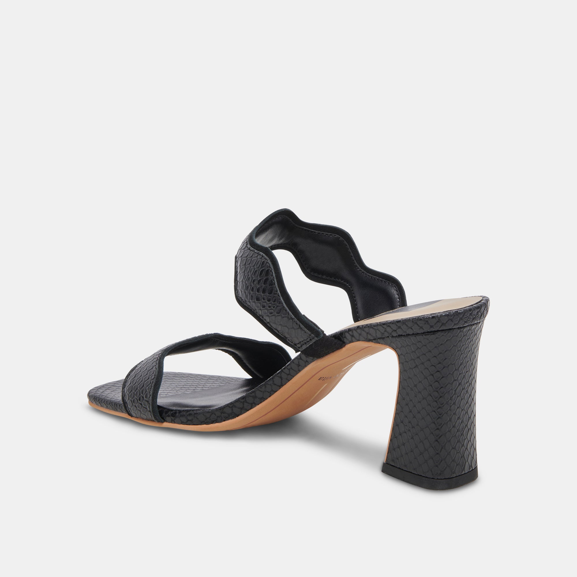 ILVA WIDE HEELS ONYX EMBOSSED LEATHER - Comfortable Women's Block Heel Shoes for Work, Party & Evening Out