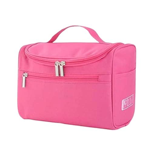 RUDRISHA Travel Makeup Bag with Hook - Waterproof Cosmetic Organizer Pouch for Women, Portable Grooming Kit for Toiletries & Beauty Essentials (Pink) - Perfect for Vacation, Gym, Daily Use & On-the-Go Touch Ups