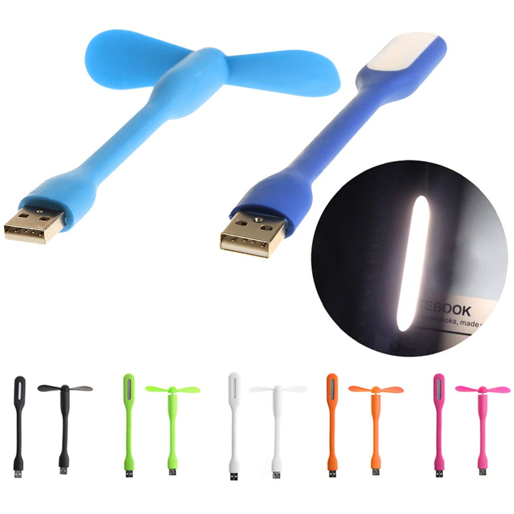 Portable USB Desk Fan with LED Light - 5V Flexible Mini Fan for Laptop, Computer, Camping & Office Use - USB Powered Cooling Fan & Night Light for Home, Travel & Workspace