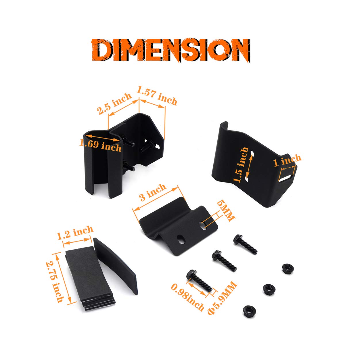 No-Drill Ranger Light Bar Mount Brackets - Pro Fit Cage Bracket for 50