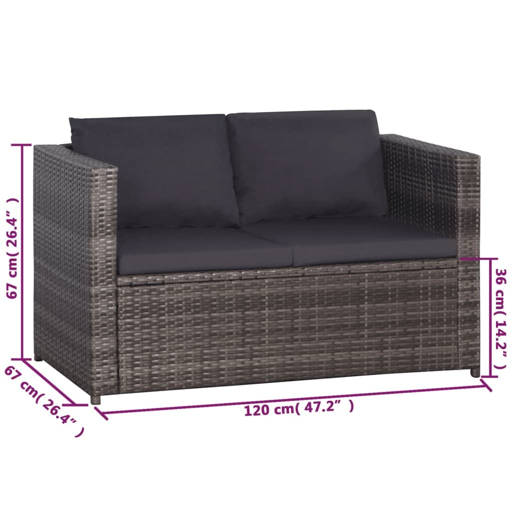 Premium Poly Rattan Outdoor Bistro Set with Cushions - Lightweight & Weather-Resistant Patio Furniture for Garden, Terrace, Balcony - Gray - Perfect for Relaxing, Entertaining Guests & Outdoor Dining