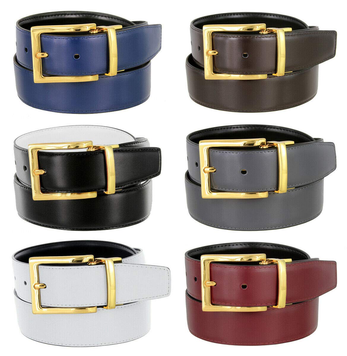 Genuine Leather Reversible Belt for Men - 1-3/8
