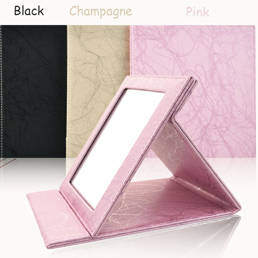 ToiM Large Black Portable Folding Vanity Mirror with Stand - Collapsible Makeup Mirror for Travel, Dressing Table & Beauty Station | Compact Dresser Mirror with Adjustable Angle for Home & Professional Use