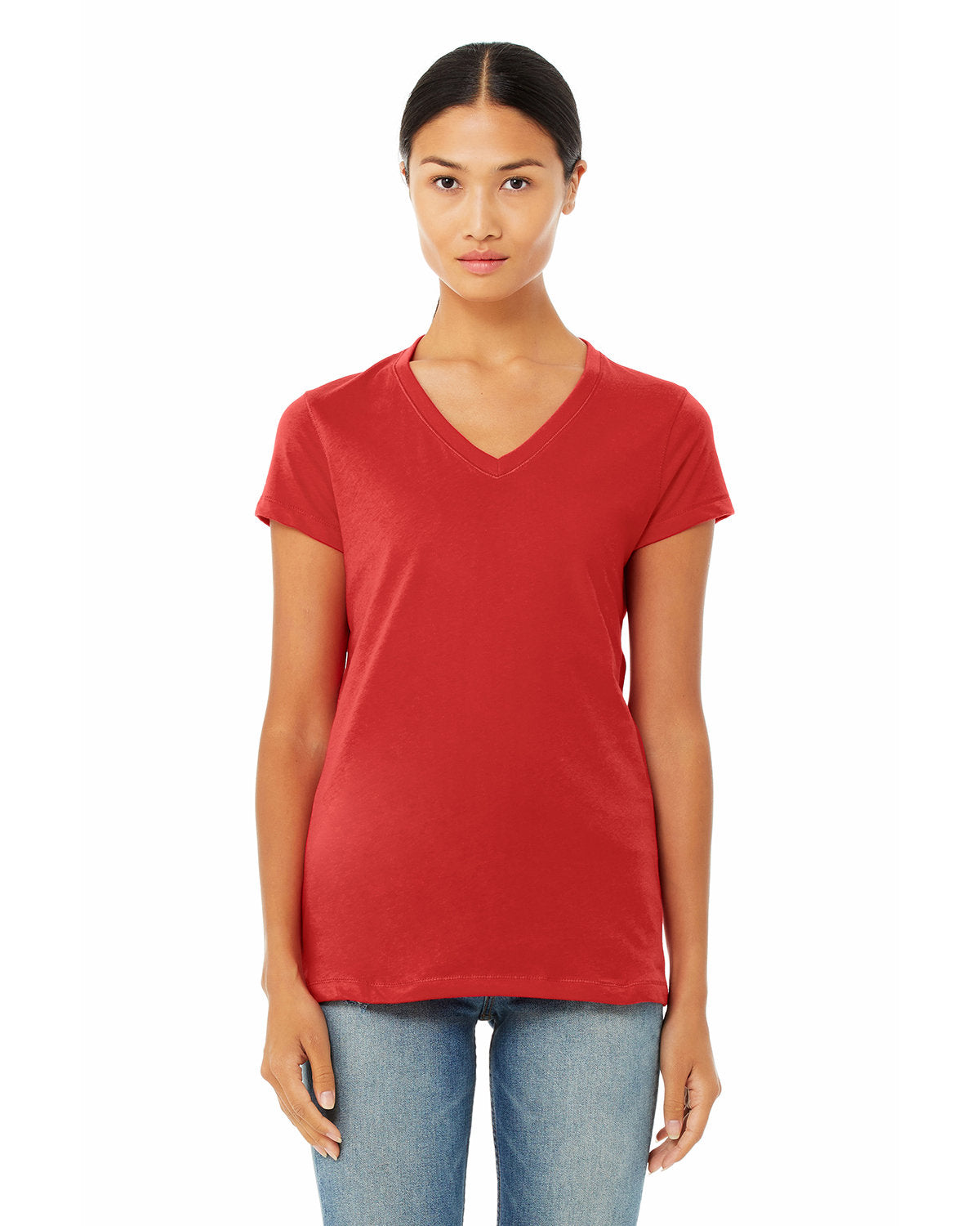 Bella + Canvas B6005 Women's Soft Jersey Short Sleeve V-Neck T-Shirt - Comfortable Casual Tee for Everyday Wear, Workout & Layering