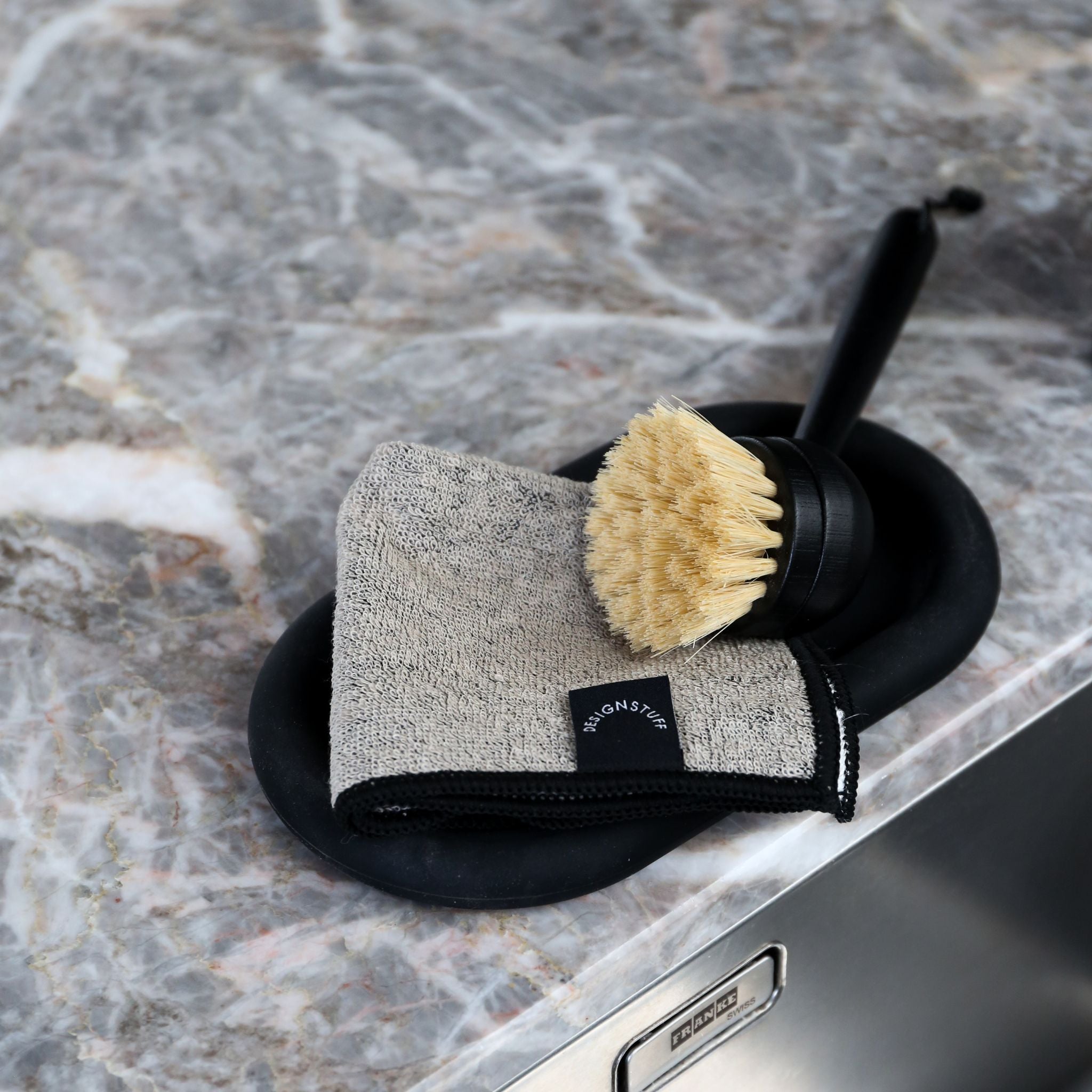 Eco-Friendly Dish Brush with Wooden Handle - Biodegradable Kitchen Cleaning Brush for Sinks, Dishes, and Pots - Sustainable Dishwashing Brush for Eco-Conscious Homes (Black)