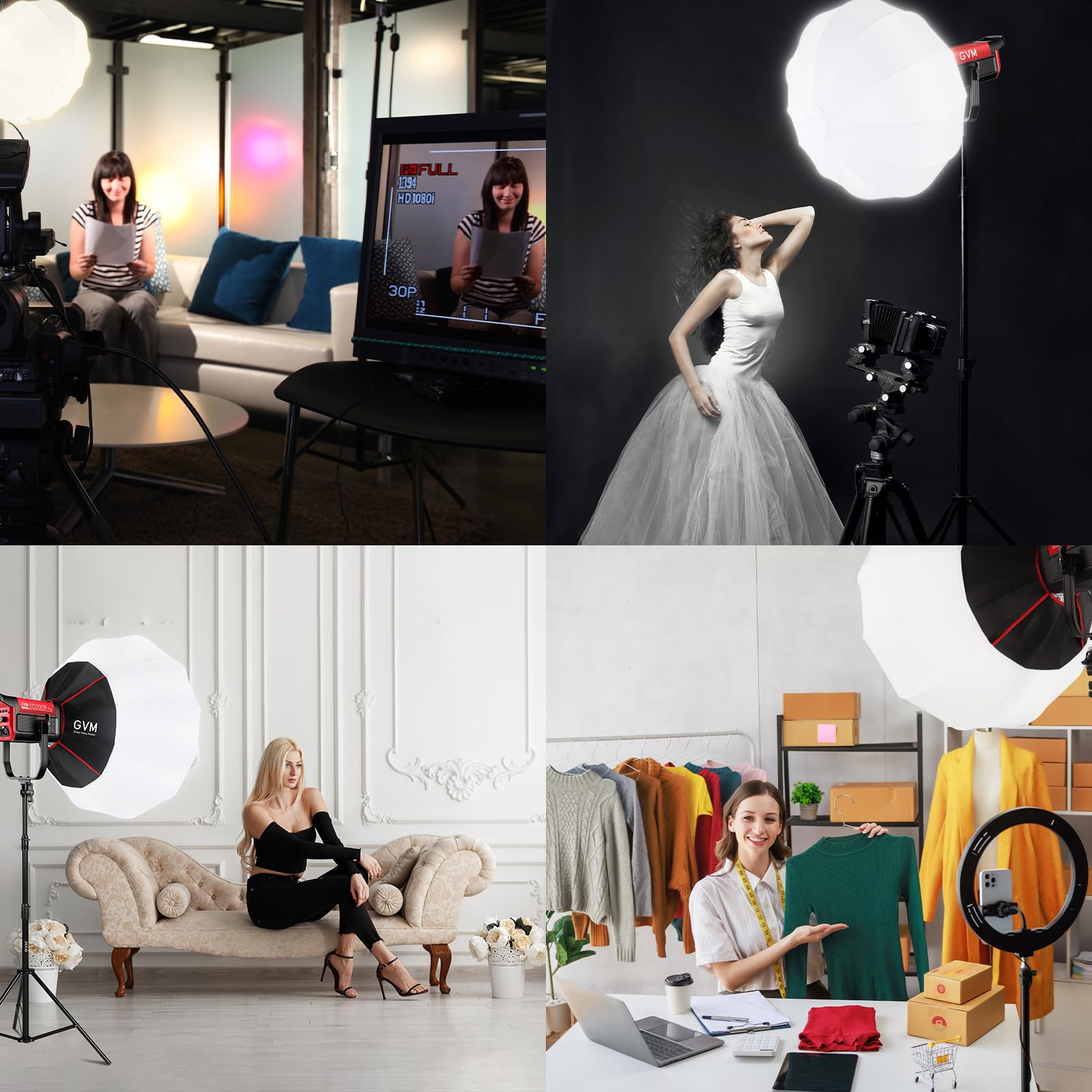 GVM 26-inch/65cm Quick-Setup Bowens Mount Lantern Softbox - Portable Light Modifier for GVM SD Series & Compatible Studio Lights - Perfect for Portrait, Product Photography & YouTube Videos