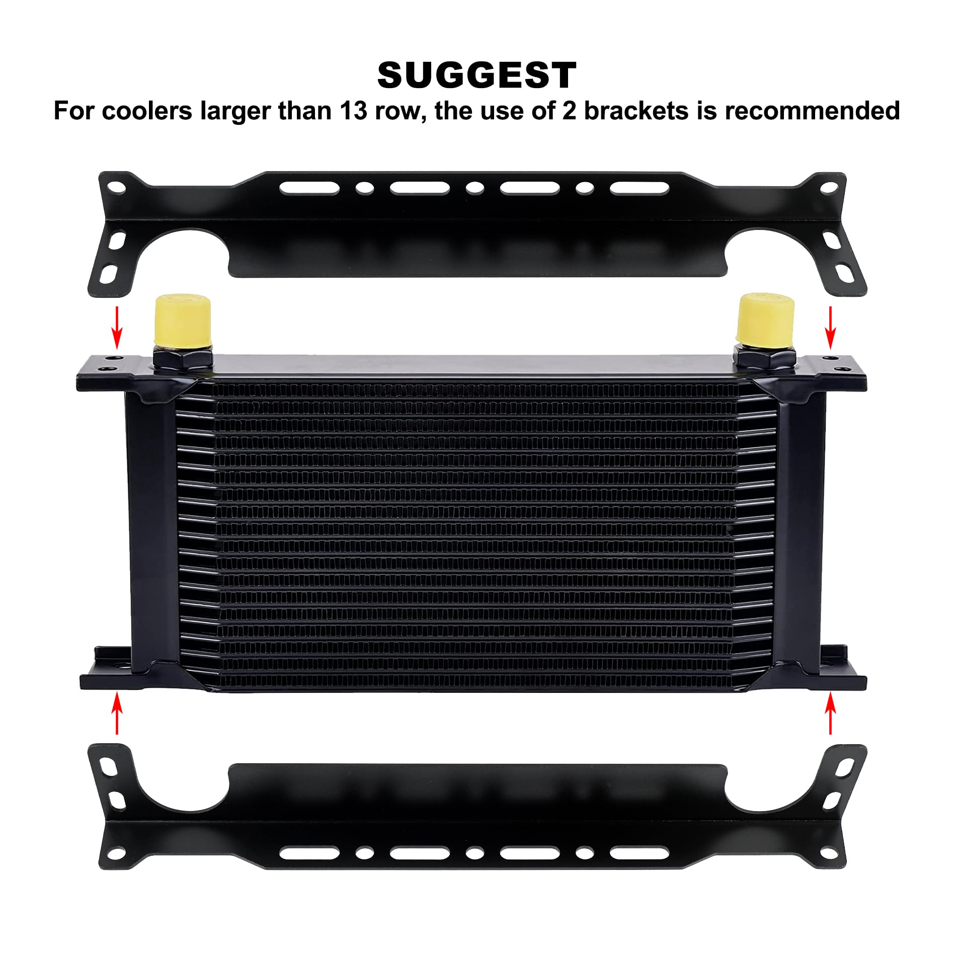 EVIL ENERGY Universal 330mm/13 Inch Aluminum Alloy Black Oil Cooler Mounting Bracket Kit - Perfect for British Radiator Oil Cooler Installation in High-Performance Vehicles
