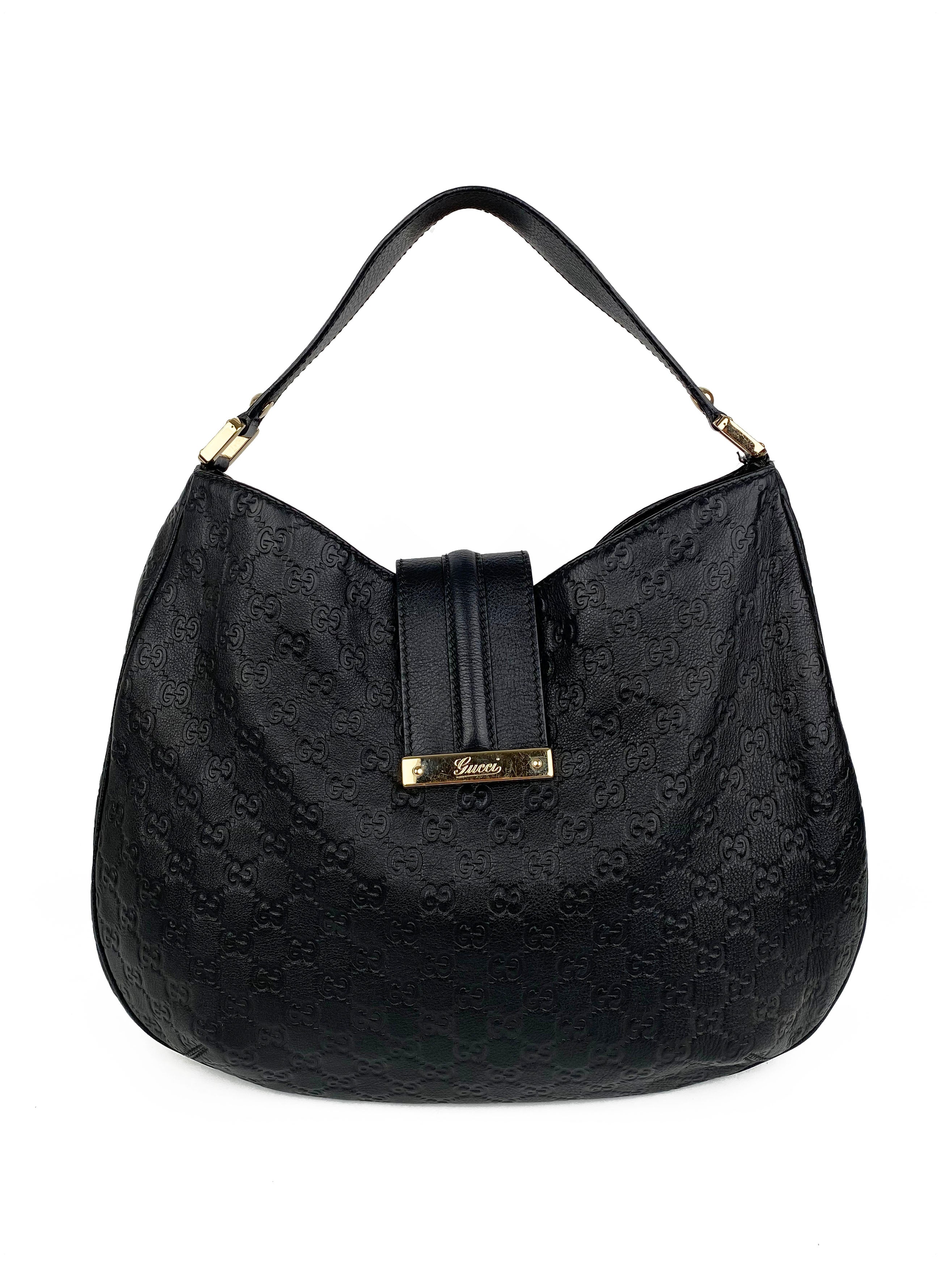 Gucci Black Guccissima Hobo Bag - Luxury Leather Shoulder Bag for Women | Perfect for Work, Travel & Evening Events