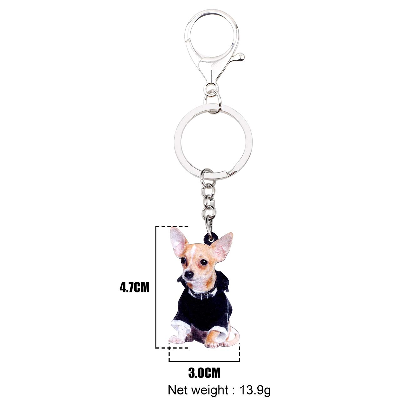 BONSNY Acrylic Chihuahua Keychain - Cute Pet Lover Gift for Bags & Cars