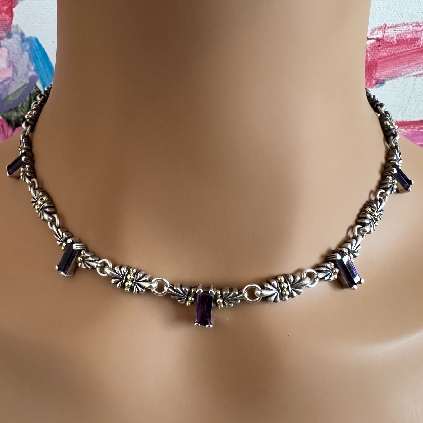 Authentic Lagos Caviar Silver & 18k Yellow Gold Amethyst Necklace | Elegant Jewelry for Women | Perfect for Weddings, Parties & Special Occasions