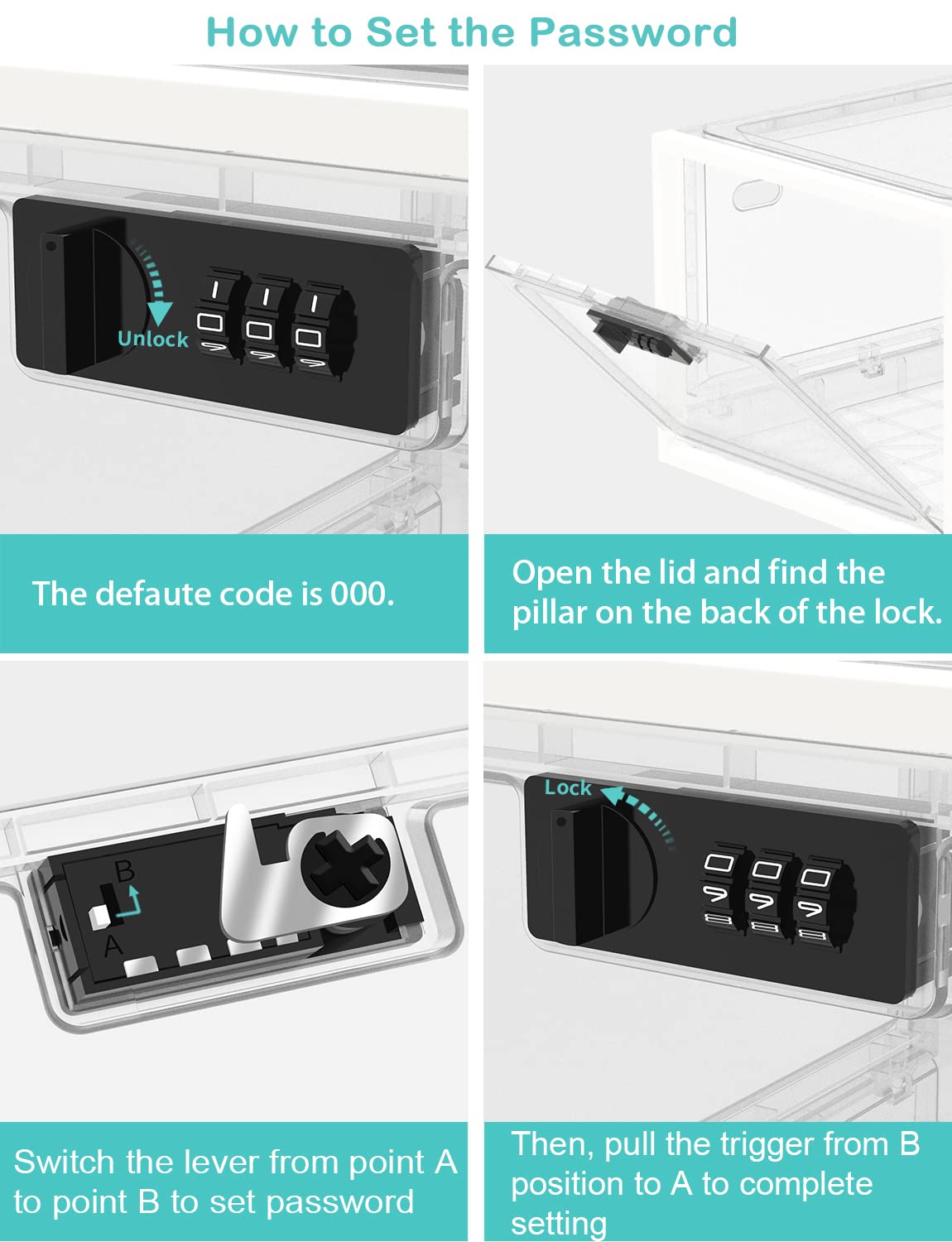 5L Large Medicine Lock Box with Combination Code - Secure Storage for Medications, Snacks, Video Games & Phones - Ideal for Home, Dorm, Office & Travel Use