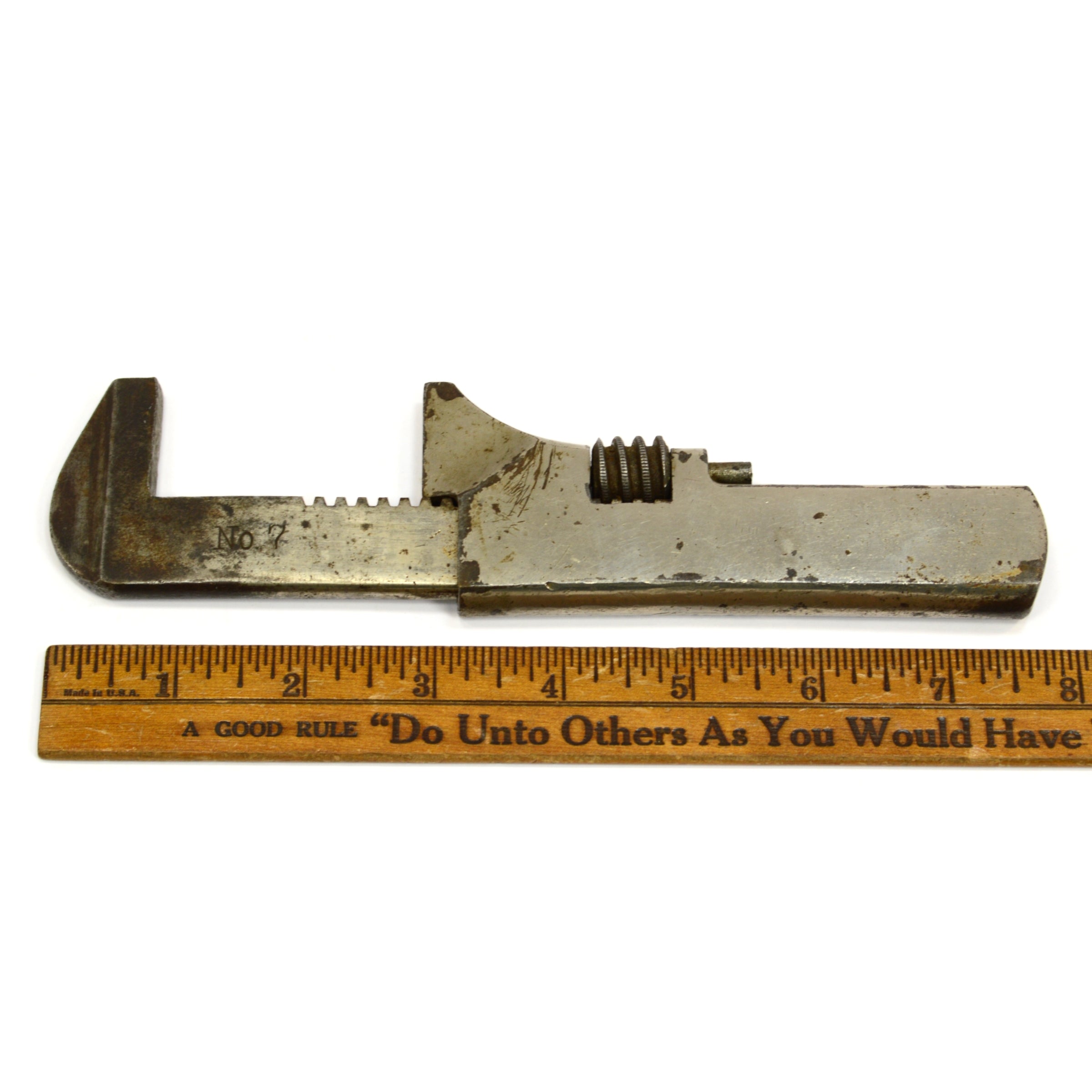 Antique WAKEFIELD NO. 7 Nickel Plated Nut Monkey Wrench 5.75