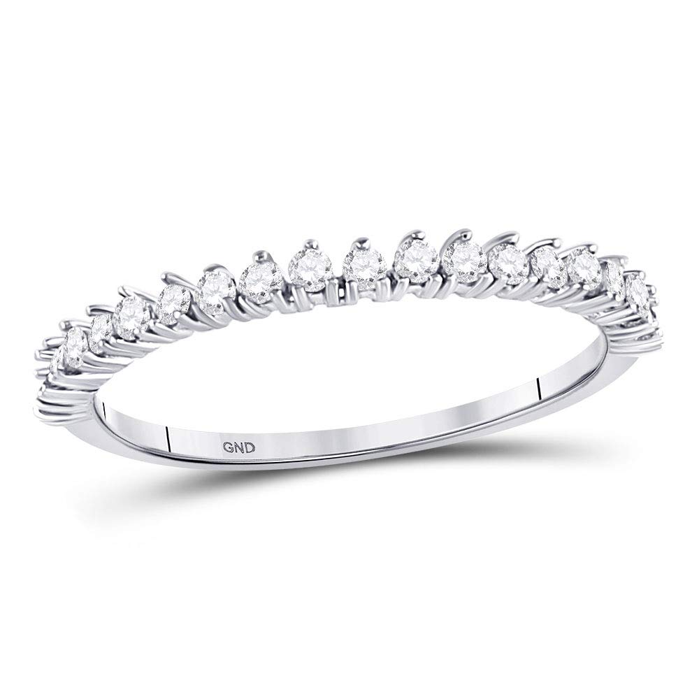 10K White Gold Women's Round Diamond Stackable Band Ring - 1/4 CTTW - Perfect for Wedding, Anniversary, or Everyday Elegance