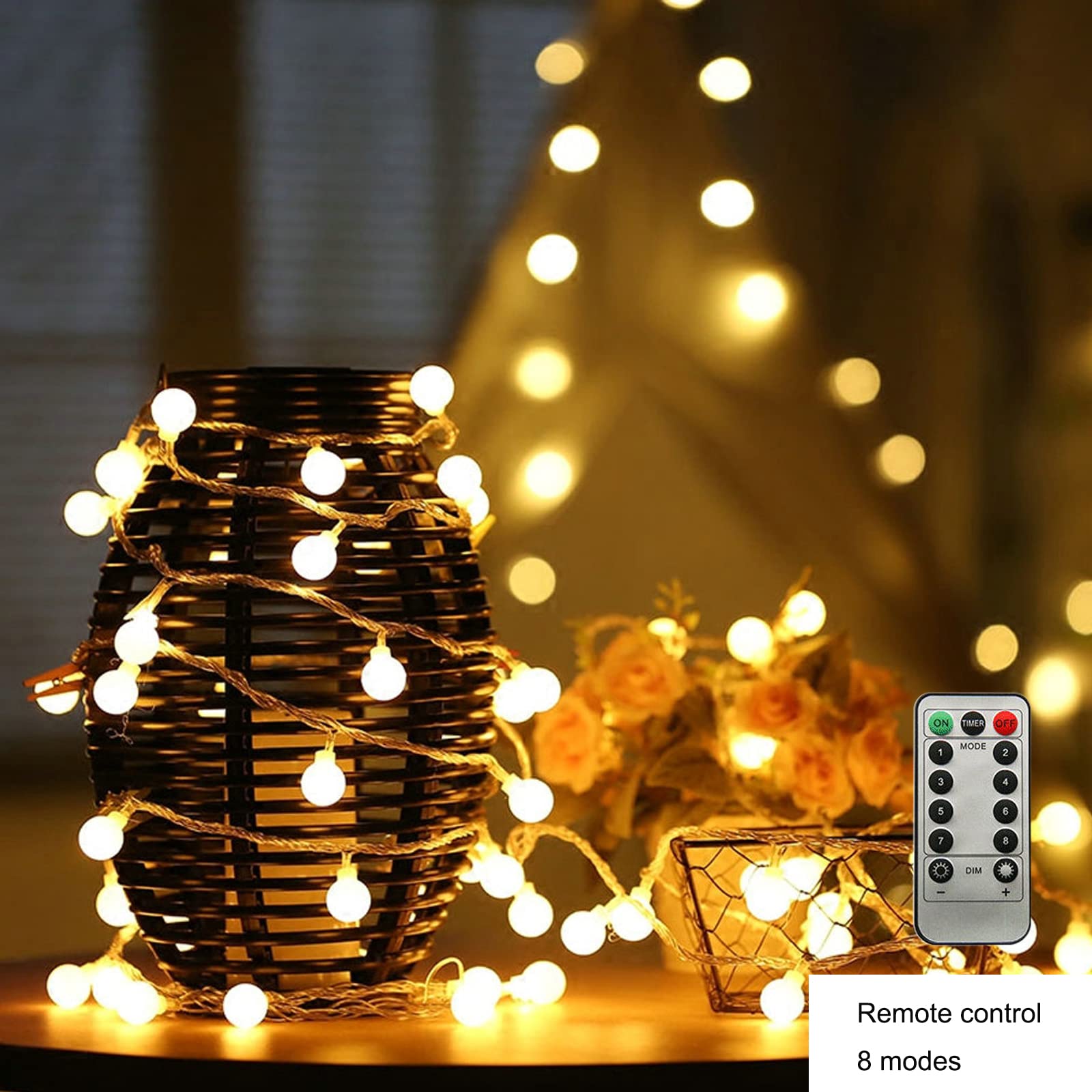 ZIMINGU 19.6FT 40LED Waterproof USB Fairy String Lights with Remote - Warm White LED Globe Lights for Indoor/Outdoor Decor, Wedding, Christmas Tree, Party, Patio & Balcony Lighting | Perfect for Bedroom, Garden, Backyard and Holiday Decorations