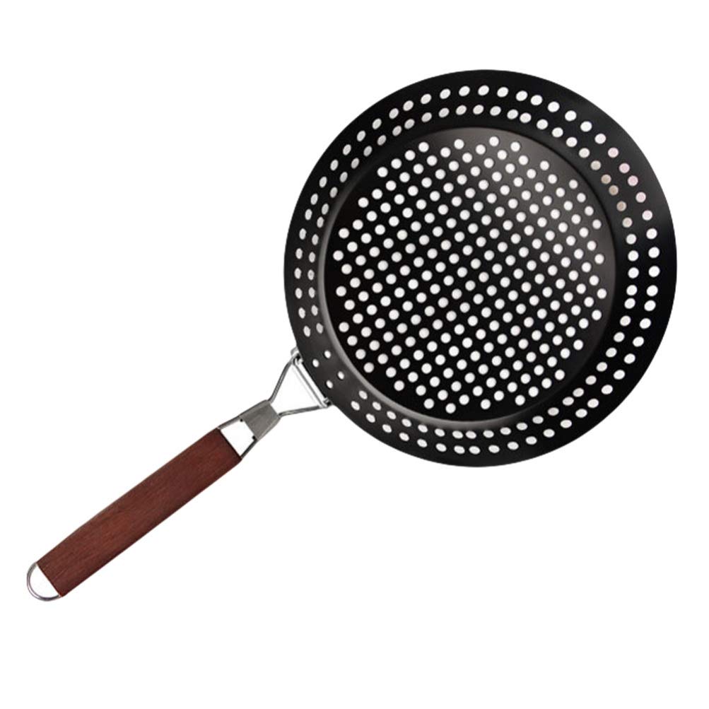 Non-Stick Cabilock BBQ Grill Pan - Round Vegetable Grill Basket for Roasting, Smokeless Indoor/Outdoor Grilling - Perfect for Camping, Picnics & Backyard Barbecues