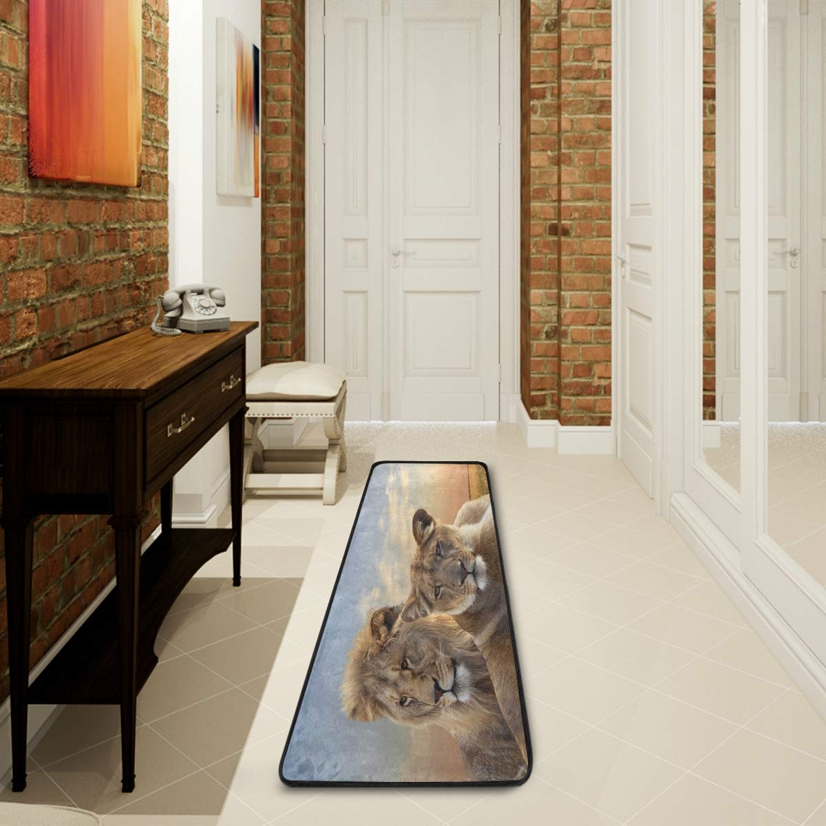 ALAZA African Lion Sunset Sky Collection Non-Slip Area Rug 2' x 6' - Soft Floor Mat for Living Room, Bedroom, Kitchen Decor | Perfect for Home, Office & Dorm