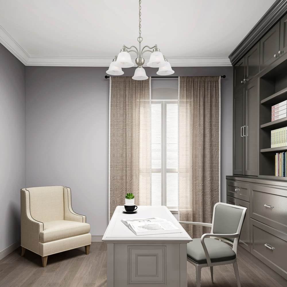 Livex Lighting 1346-91 Essex 5-Light Convertible Chandelier/Ceiling Fixture in Brushed Nickel - Perfect for Dining Room, Bedroom or Entryway Lighting