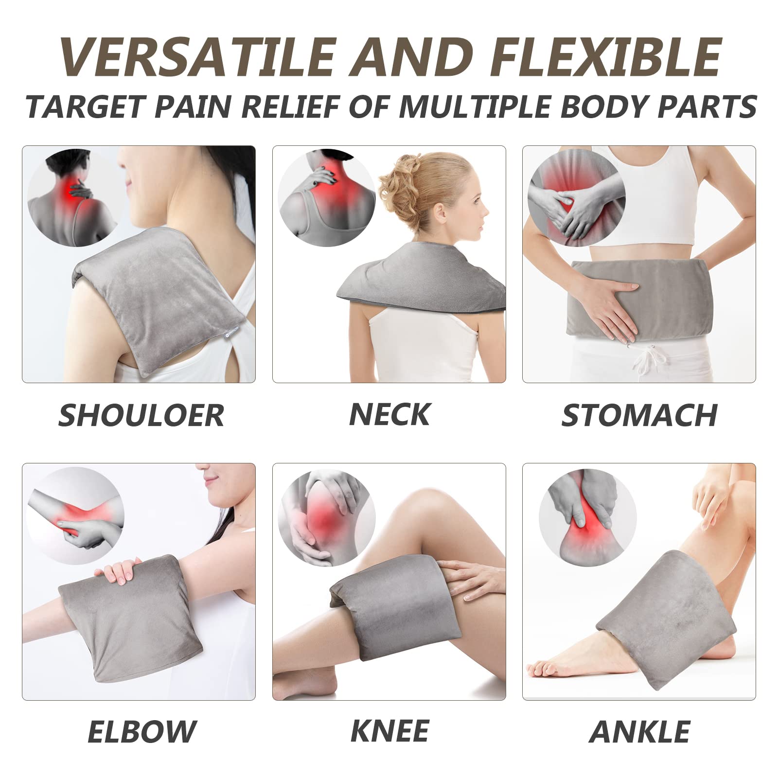 Microwave Heating Pad 7x16 Inches - Washable Moist Heat Pad for Neck, Shoulder & Back Pain Relief - Warm Compress Rice Bean Bag Hot Pack for Muscles, Joints & Cramps - Lavender Scented - Perfect for Home, Office & Travel Use