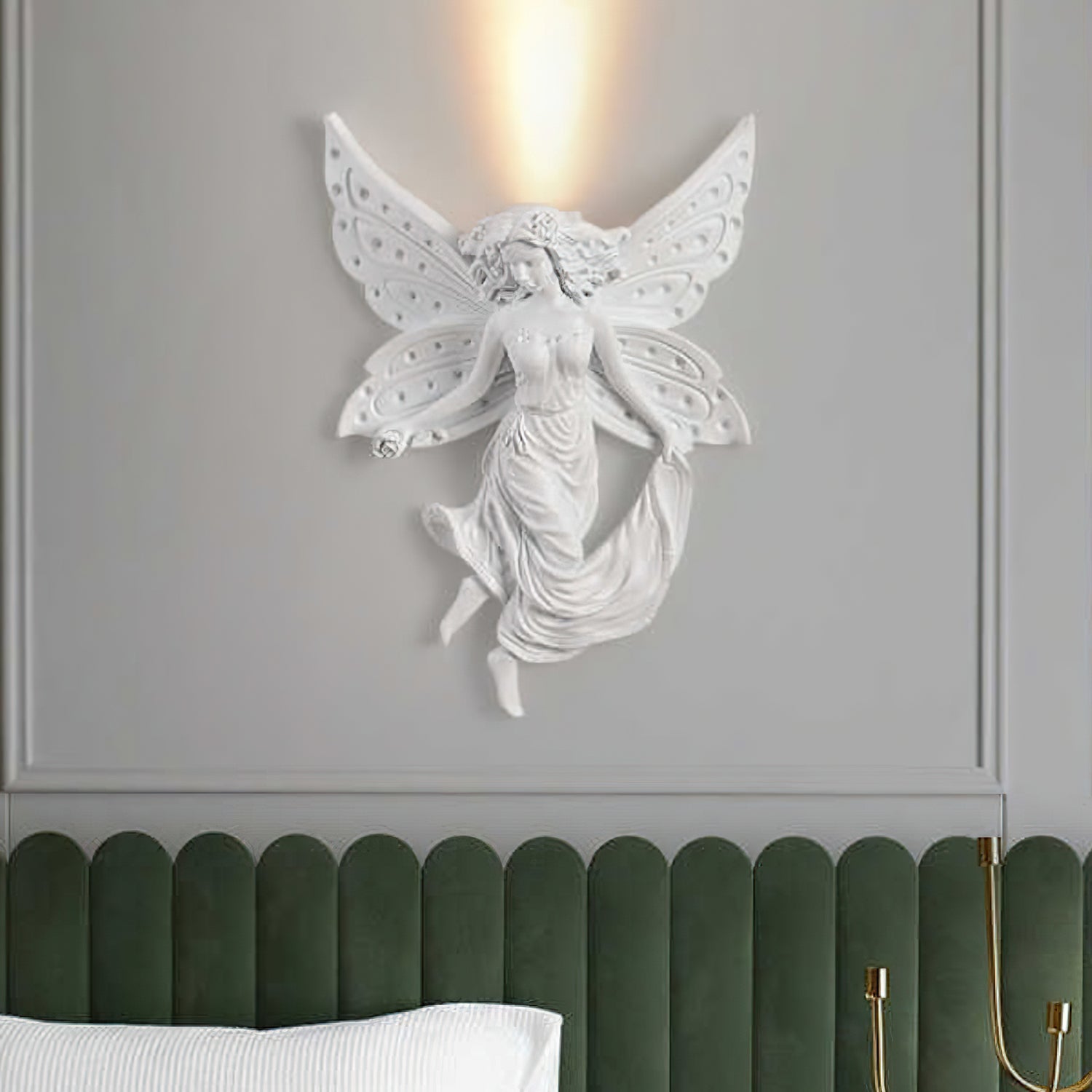 Angel Resin Wall Lamp - Elegant Decorative Lighting for Bedroom, Living Room & Hallway - Perfect for Home Decor & Ambient Lighting