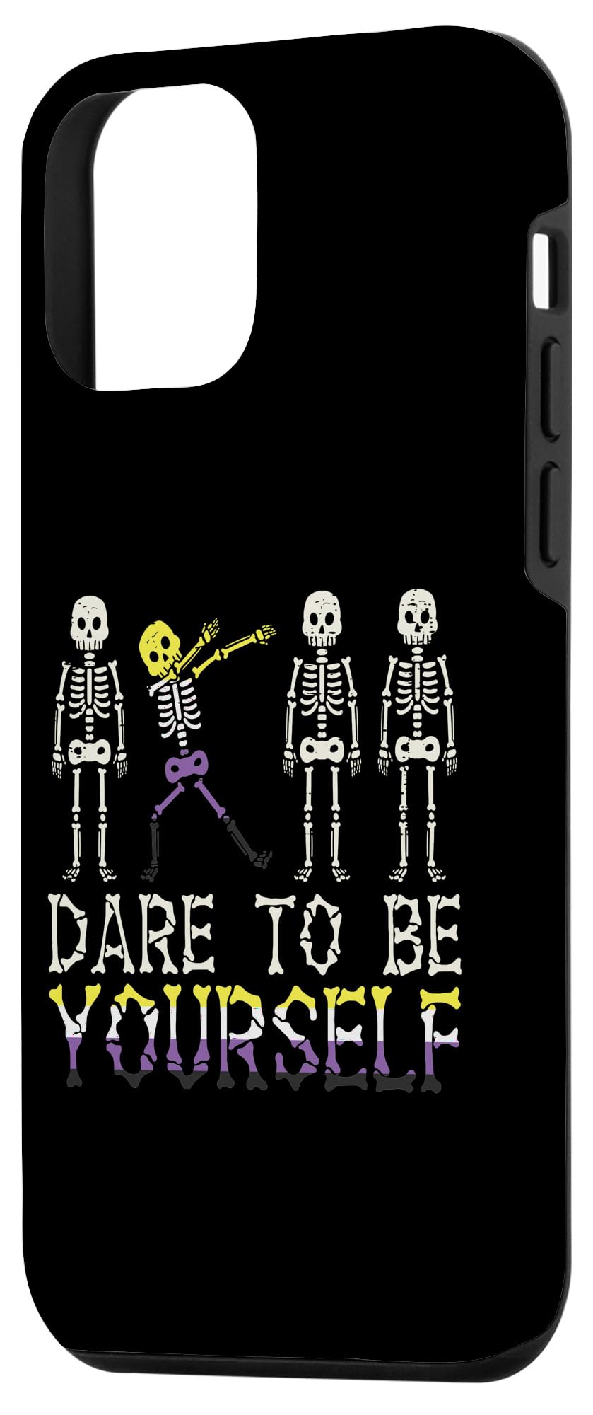 iPhone 12 Mini Case - Skeleton Design with Nonbinary Pride Flag - Durable & Stylish Phone Cover for LGBTQ+ Support | Perfect for Daily Use, Pride Events & Showing Your Unique Identity