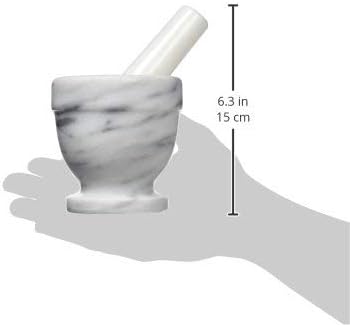 Premium Marble Mortar and Pestle Set - 0.75 Cup Capacity - Perfect for Grinding Spices, Herbs & Making Pesto - Natural Stone Kitchen Tool for Cooking, Baking & Ayurvedic Remedies