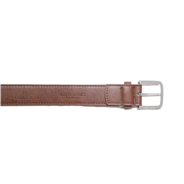 Bo Silver Buckle Vegan Leather Belt for Men & Women - Adjustable Chestnut Brown Waistband | Perfect for Casual, Office & Formal Wear