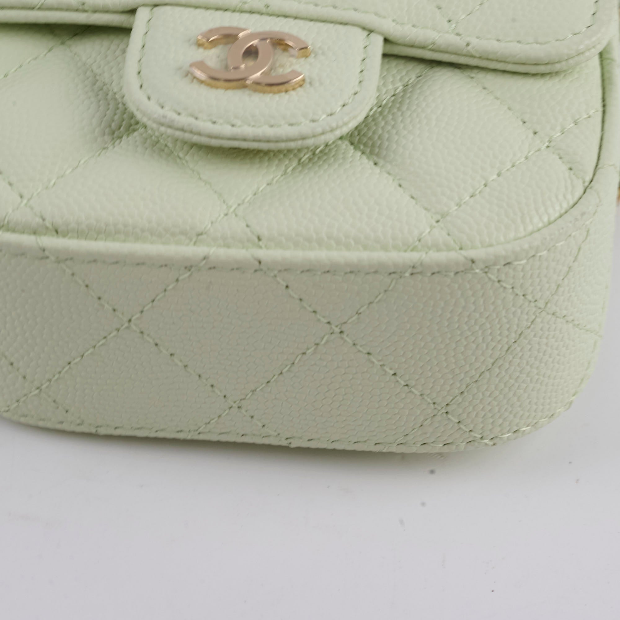 Chanel Caviar Mini Clutch With Chain Mint Green - Luxury Designer Crossbody Bag for Women | Perfect for Evening Parties, Date Nights & Special Occasions
