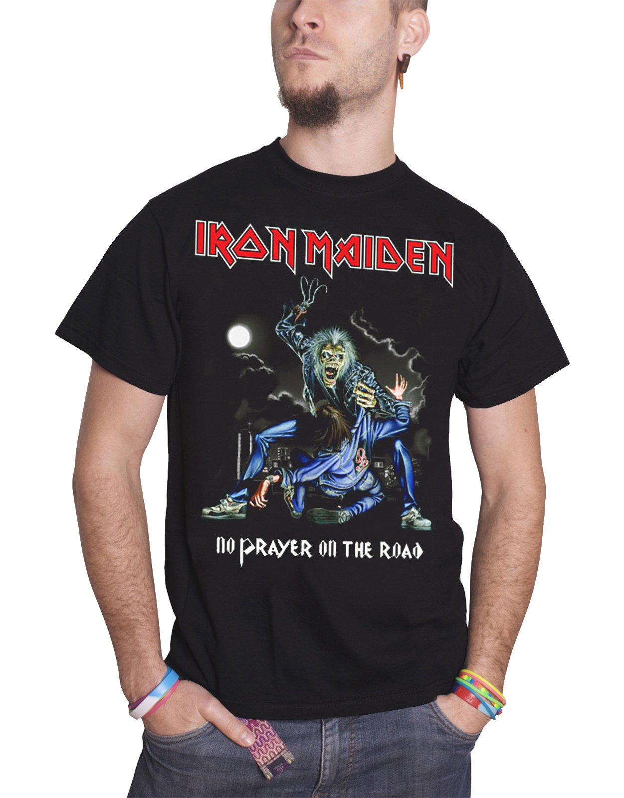 Iron Maiden No Prayer On The Road Men's Black Graphic T-Shirt | Vintage Band Tee for Concerts & Casual Wear