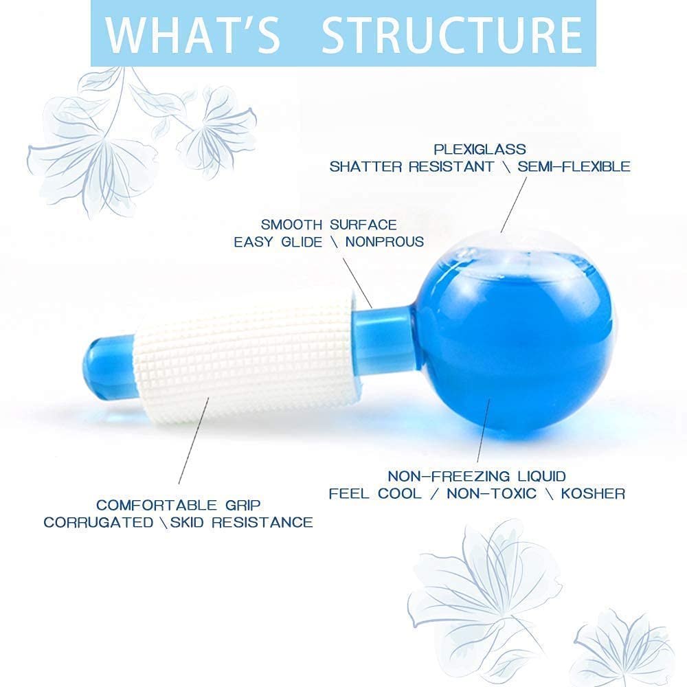 Dreamshop Ice Roller Globes - Cooling Facial Massager for Face & Neck, Anti-Aging Skin Care, Reduce Puffiness & Tighten Skin - Perfect for Morning Routine, Post-Workout Recovery & Spa Relaxation