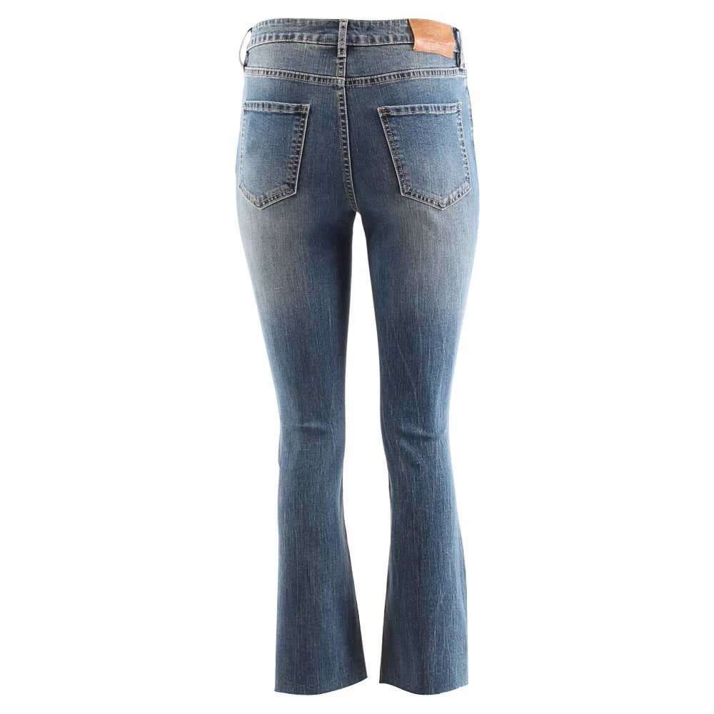 Alaia Women's Cropped Bootcut Jeans - Dark Blue Denim Pants for Casual Wear & Night Out | High Waist Stretch Comfort Fit