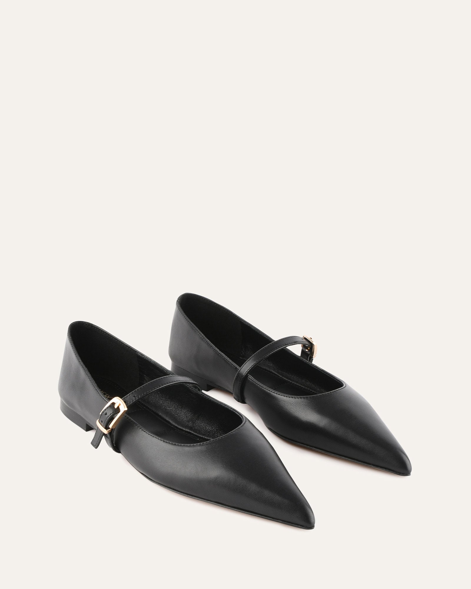 DILARIA Women's Black Leather Dress Flats - Comfortable & Stylish Shoes for Work, Office, and Formal Occasions