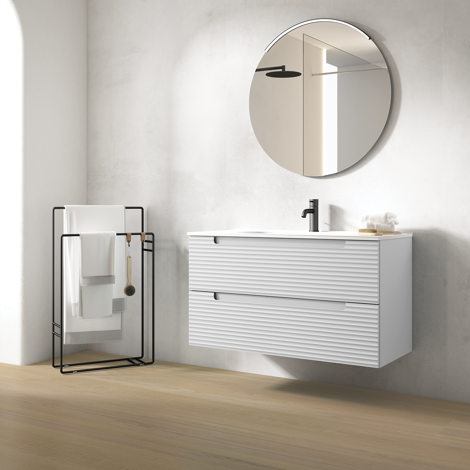 Kyoto Modern Single Vanity Bathroom Sink Cabinet with Porcelain Basin - Perfect for Small Bathrooms, Powder Rooms & Master Bath Renovations