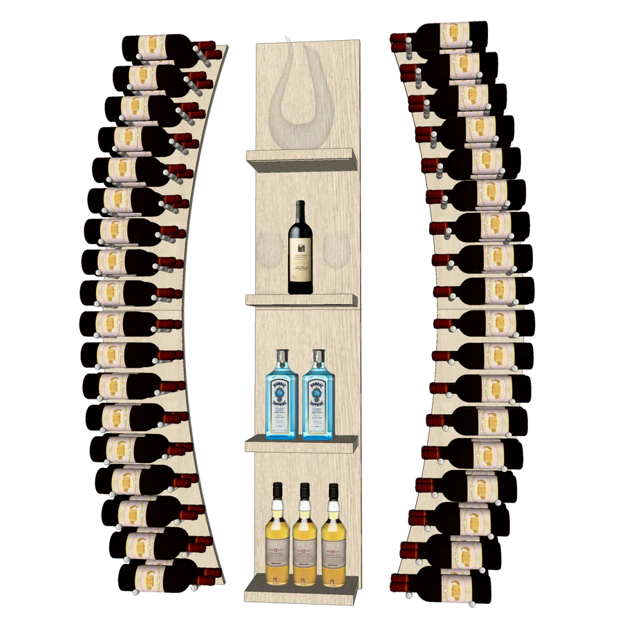 Blue Grouse THE WINE BAR CURVED VINdustry Wine Wall - Premium Curved Wine Rack for Home Bar, Kitchen & Dining Room Decor - Perfect for Wine Storage & Display in Restaurants, Hotels & Wine Cellars