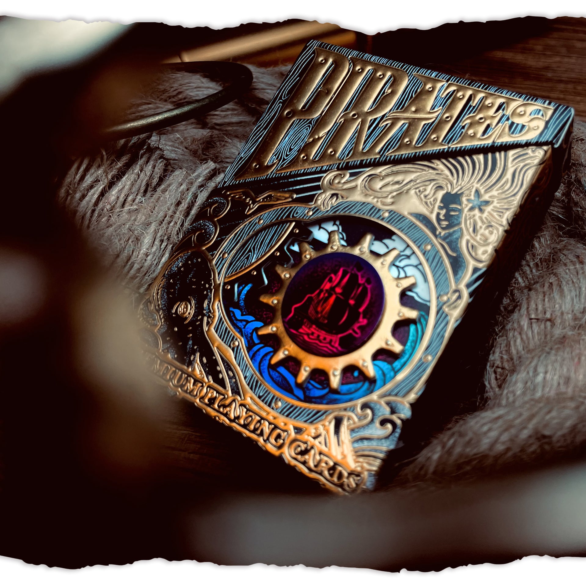 Pirate Themed Playing Cards - Night Edition with Mechanical Gear Box - Perfect for Game Nights, Magic Tricks & Collectors