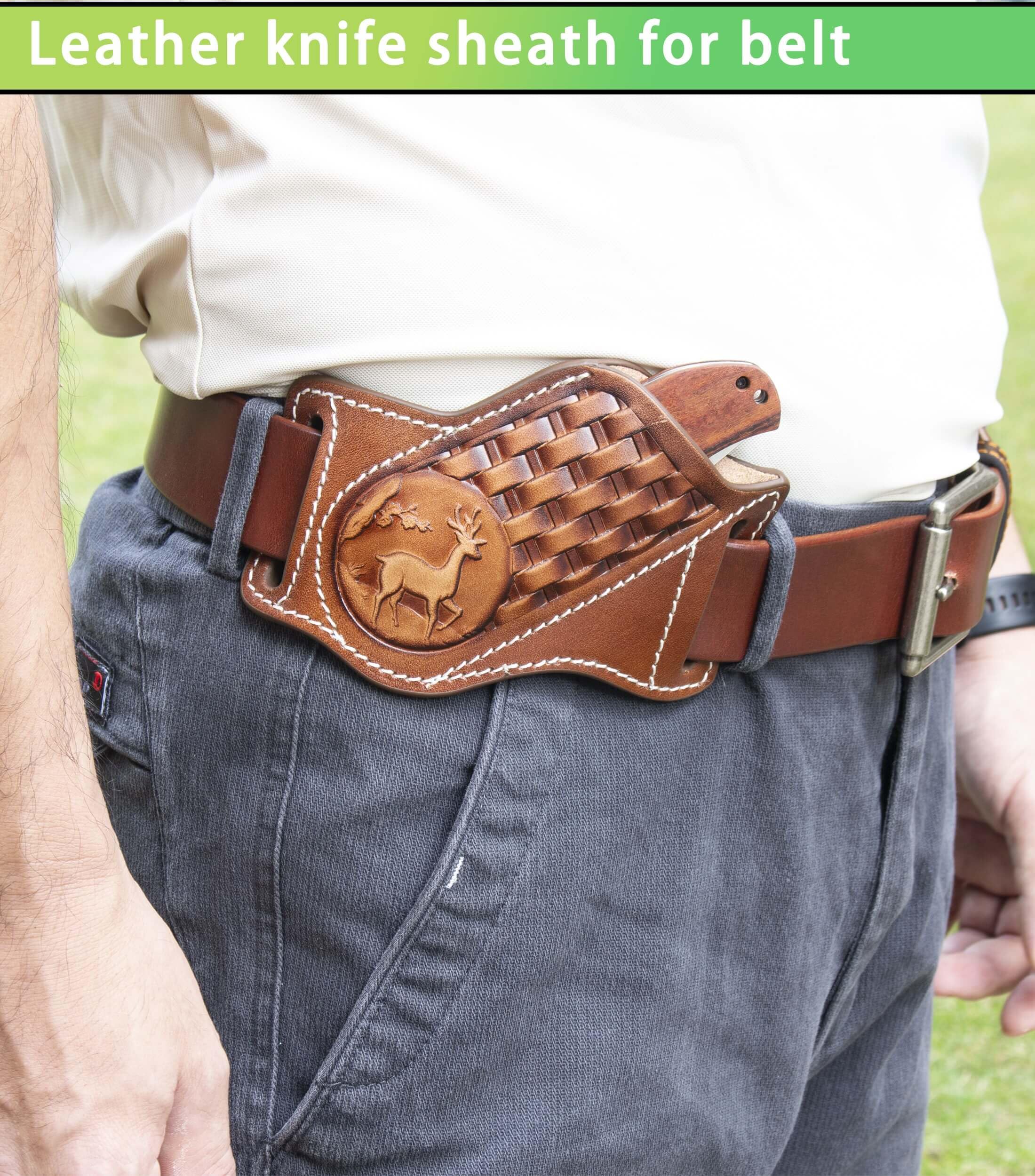 Durable Leather Knife Sheath for Belt - Fits 4